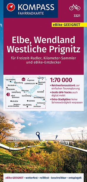 KOMPASS Fahrradkarte 3024 Elbe – Wendland – Westliche Prignitz, 1:70000 von KOMPASS-Karten GmbH