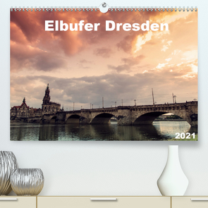 Elbufer Dresden 2021 (Premium, hochwertiger DIN A2 Wandkalender 2021, Kunstdruck in Hochglanz) von May,  Stephan