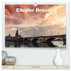Elbufer Dresden 2024 (hochwertiger Premium Wandkalender 2024 DIN A2 quer), Kunstdruck in Hochglanz von May,  Stephan