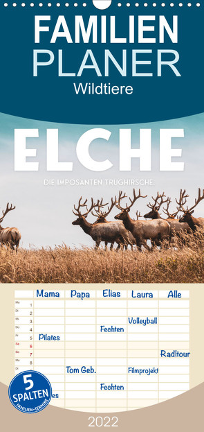 Familienplaner Elche – Die imposanten Trughirsche. (Wandkalender 2022 , 21 cm x 45 cm, hoch) von SF