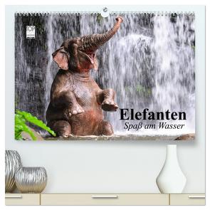 Elefanten. Spaß am Wasser (hochwertiger Premium Wandkalender 2024 DIN A2 quer), Kunstdruck in Hochglanz von Stanzer,  Elisabeth