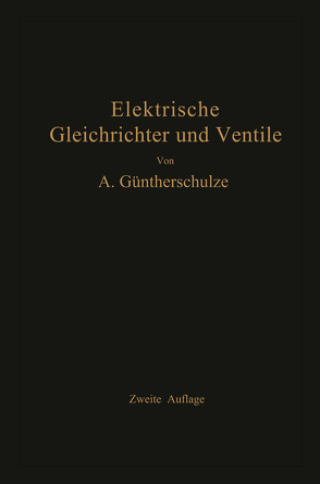 Elektrische Gleichrichter und Ventile von Güntherschulze,  Adolf