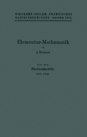 Elementar-Mathematik von Weickert,  A.