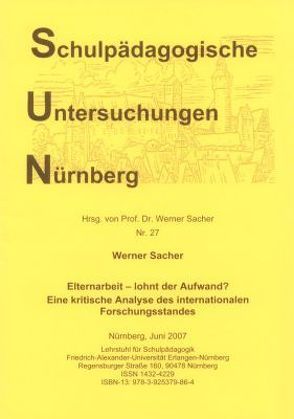 Elternarbeit – lohnt der Aufwand? von Sacher,  Werner