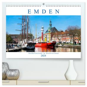 EMDEN, Seehafenstadt in Ostfriesland (hochwertiger Premium Wandkalender 2024 DIN A2 quer), Kunstdruck in Hochglanz von Dreegmeyer,  Andrea