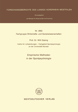 Empirische Methoden in der Sportpsychologie von Essing,  Willi