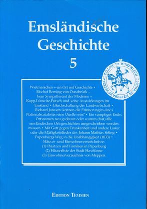 Emsländische Geschichte 5 von Albers,  Hans J, Dorweiler,  Renate, Eissing,  Uwe, Gertken,  Josef, Haverkamp,  Christof, Herbers,  Bernhard, Honnigfort,  Clemens, Lensing,  Helmut, Recker,  Clemens August, Remme,  Stefan, Rülander,  Wilhelm, Struckmann,  Heinz, Thoben,  Paul