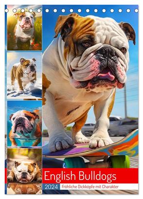 English Bulldogs. Fröhliche Dickköpfe mit Charakter (Tischkalender 2024 DIN A5 hoch), CALVENDO Monatskalender von Hurley,  Rose