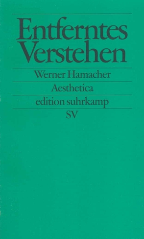 Entferntes Verstehen von Hamacher,  Werner