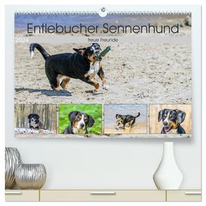Entlebucher Sennenhund – treue Freunde (hochwertiger Premium Wandkalender 2024 DIN A2 quer), Kunstdruck in Hochglanz von SchnelleWelten,  SchnelleWelten