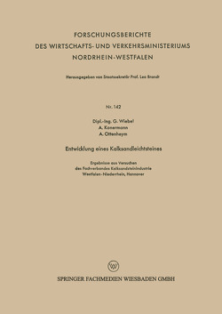 Entwicklung eines Kalksandleichtsteines von Wiebel,  Gottfried Martin Ferdinand