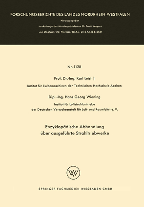 Enzyklopädische Abhandlung über ausgeführte Strahltriebwerke von Leist,  Karl