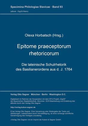 Epitome praeceptorum rhetoricorum von Horbatsch,  Olexa