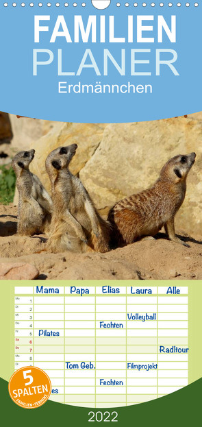 Erdmännchen – Familienplaner hoch (Wandkalender 2022 , 21 cm x 45 cm, hoch) von Hultsch,  Heike