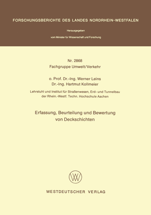 Erfassung, Beurteilung und Bewertung von Deckschichten von Leins,  Werner