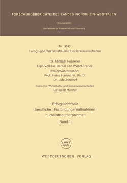 Erfolgskontrolle beruflicher Fortbildungsmaßnahmen in Industrieunternehmen von Hesseler,  Michael