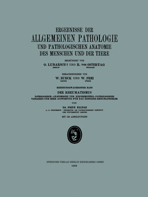 Ergebnisse der Allgemeinen Pathologie und Pathologischen Anatomie des Menschen und der Tiere von Klinge,  Fritz