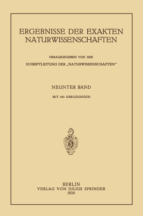 Ergebnisse der Exakten Naturwissenschaften von Schriftleitung der "Naturwissenschaften",  NA