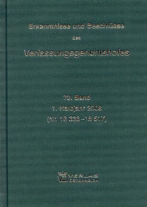 Erkenntnisse und Beschlüsse des Verfassungsgerichtshofes von Verfassungsgerichtshof d. Republik Österreich