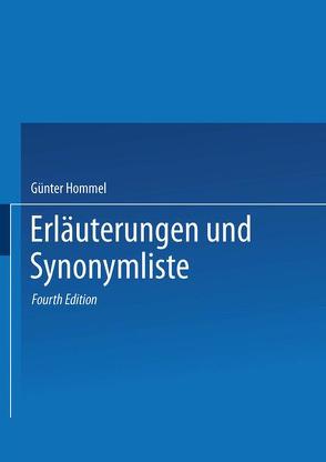Erläuterungen und Synonymliste von Hommel,  Günter