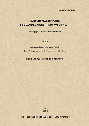 Ersatz von Quarzsand als Strahlmittel von Gesell,  Waldemar