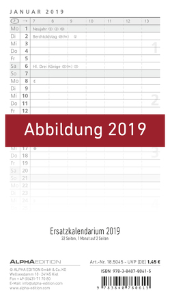 Ersatzkalendarium für Taschenplaner 2020 – Bürokalender – Taschenplaner (9,5 x 16) – 32 Seiten von ALPHA EDITION