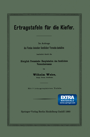 Ertragstafeln für die Kiefer von Weise,  Wilhelm