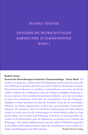 Esoterische Betrachtungen karmischer Zusammenhänge von Rudolf Steiner Nachlassverwaltung, Steiner,  Rudolf