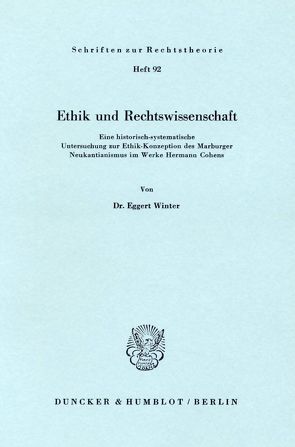 Ethik und Rechtswissenschaft. von Winter,  Eggert