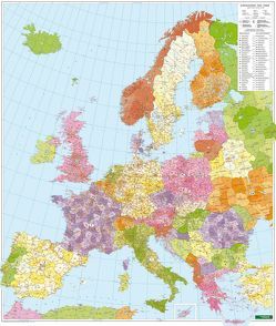 Europa Postleitzahlen, Postleitzahlenkarte 1:3,7 Mio., Magnetmarkiertafel von Freytag-Berndt und Artaria KG