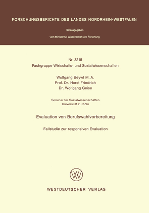 Evaluation von Berufswahlvorbereitung von Beywl,  Wolfgang