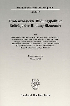 Evidenzbasierte Bildungspolitik: Beiträge der Bildungsökonomie. von Weiß,  Manfred