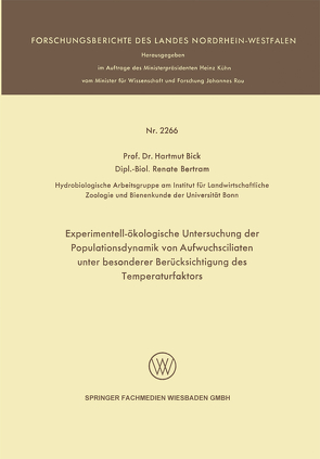 Experimentell-ökologische Untersuchung der Populationsdynamik von Aufwuchsciliaten unter besonderer Berücksichtigung des Temperaturfaktors von Bick,  Hartmut