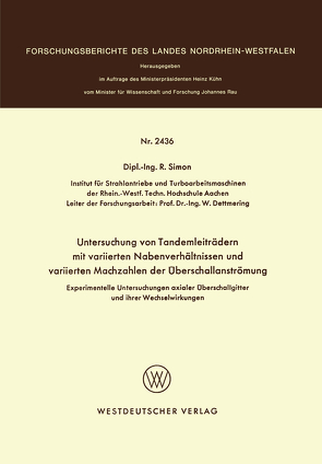 Experimentelle Untersuchungen axialer Überschallgitter und ihrer Wechselwirkungen von Simon,  R.