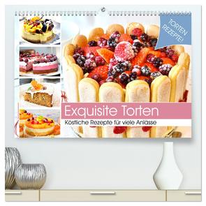 Exquisite Torten. Köstliche Rezepte für viele Anlässe (hochwertiger Premium Wandkalender 2024 DIN A2 quer), Kunstdruck in Hochglanz von Hurley,  Rose