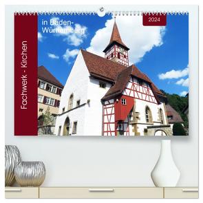 Fachwerk-Kirchen in Baden-Württemberg (hochwertiger Premium Wandkalender 2024 DIN A2 quer), Kunstdruck in Hochglanz von Keller,  Angelika