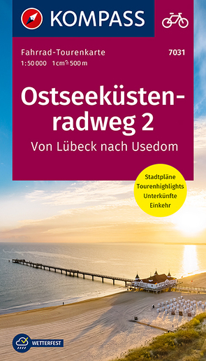 KOMPASS Fahrrad-Tourenkarte Ostseeküstenradweg 2, von Lübeck nach Usedom 1:50.000 von KOMPASS-Karten GmbH