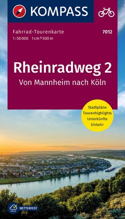 KOMPASS Fahrrad-Tourenkarte Rheinradweg 2, von Mannheim nach Köln 1:50.000