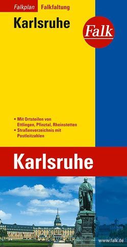 Falk Stadtplan Falkfaltung Karlsruhe mit Ortsteilen von Ettlingen, Pfinztal, Rhe