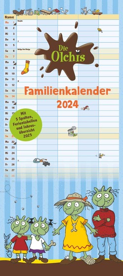 Die Olchis Familienkalender 2024 – Von Erhard Dietl – Familienplaner mit 5 Spalten – Format 22 x 49,5 cm von Dietl,  Erhard