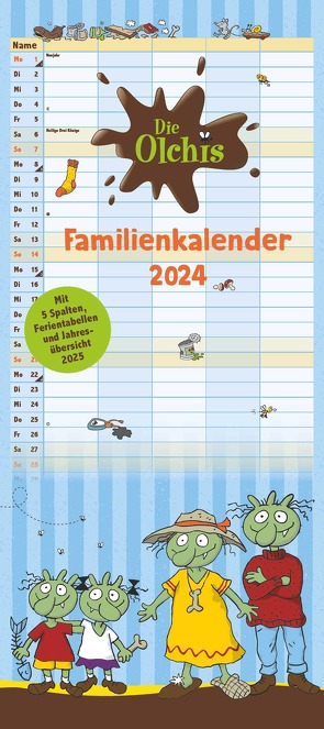 Die Olchis Familienkalender 2024 – Von Erhard Dietl – Familienplaner mit 5 Spalten – Format 22 x 49,5 cm von Dietl,  Erhard