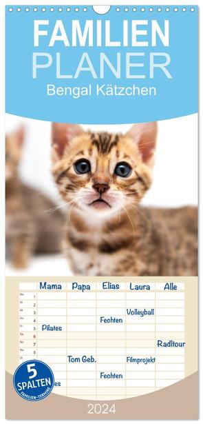 Familienplaner 2024 – Bengal Kätzchen mit 5 Spalten (Wandkalender, 21 x 45 cm) CALVENDO von Enderlein - Bethari Bengals,  Sylke