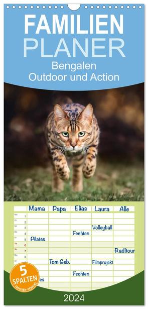 Familienplaner 2024 – Bengalen Outdoor und Action mit 5 Spalten (Wandkalender, 21 x 45 cm) CALVENDO von Krappweis,  Andreas