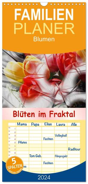 Familienplaner 2024 – Blüten im Fraktal mit 5 Spalten (Wandkalender, 21 x 45 cm) CALVENDO von IssaBild,  IssaBild