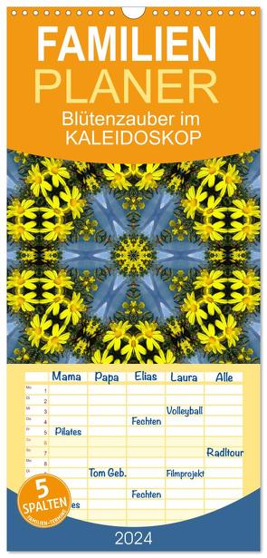 Familienplaner 2024 – Blütenzauber im KALEIDOSKOP Familienplaner mit 5 Spalten (Wandkalender, 21 x 45 cm) CALVENDO von Hampe-Neves,  Sabine