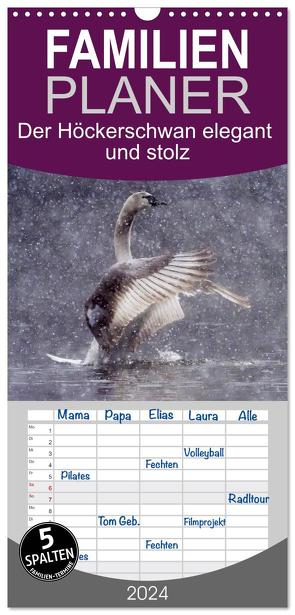 Familienplaner 2024 – Der Höckerschwan elegant und stolz mit 5 Spalten (Wandkalender, 21 x 45 cm) CALVENDO von Martin (GDT),  Wilfried