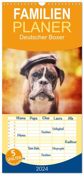 Familienplaner 2024 – Deutscher Boxer mit 5 Spalten (Wandkalender, 21 x 45 cm) CALVENDO von Mielke,  Kerstin