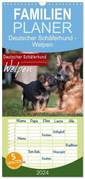 Familienplaner 2024 – Deutscher Schäferhund – Welpen mit 5 Spalten (Wandkalender, 21 x 45 cm) CALVENDO von Schiller,  Petra