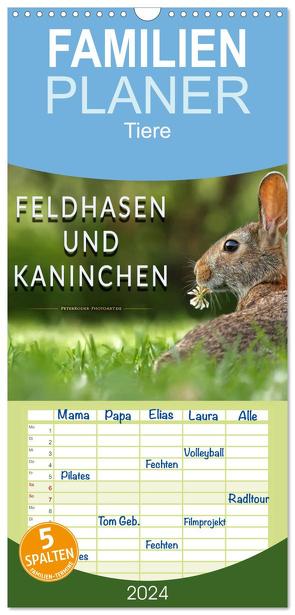 Familienplaner 2024 – Feldhasen und Kaninchen mit 5 Spalten (Wandkalender, 21 x 45 cm) CALVENDO von Roder,  Peter