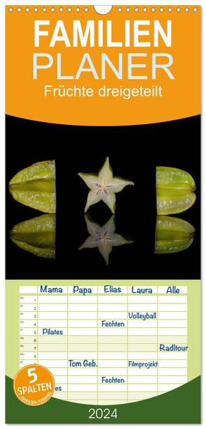 Familienplaner 2024 – Früchte dreigeteilt mit 5 Spalten (Wandkalender, 21 x 45 cm) CALVENDO von Goerz,  Beate